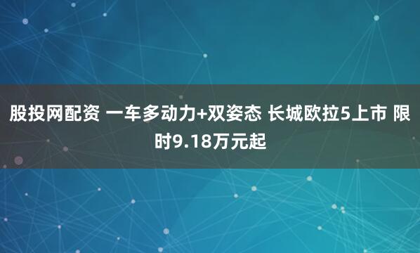股投网配资 一车多动力+双姿态 长城欧拉5上市 限时9.18万元起